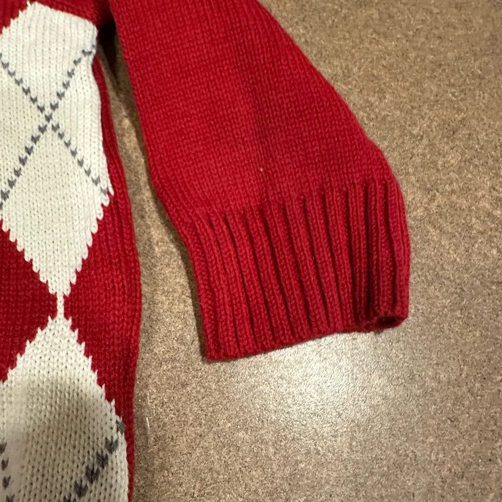 Red Argyle Half-Zip Sweater - new